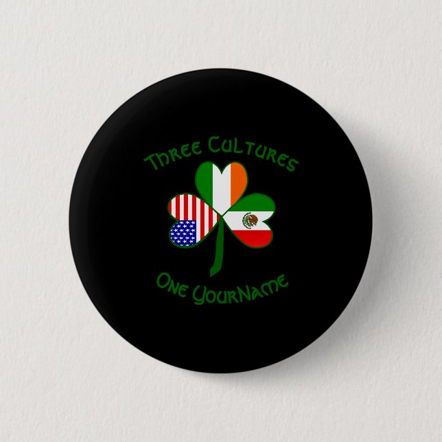 Mexikansk irländsk amerikansk flagg Shamrock Perso Knapp (Framsida)