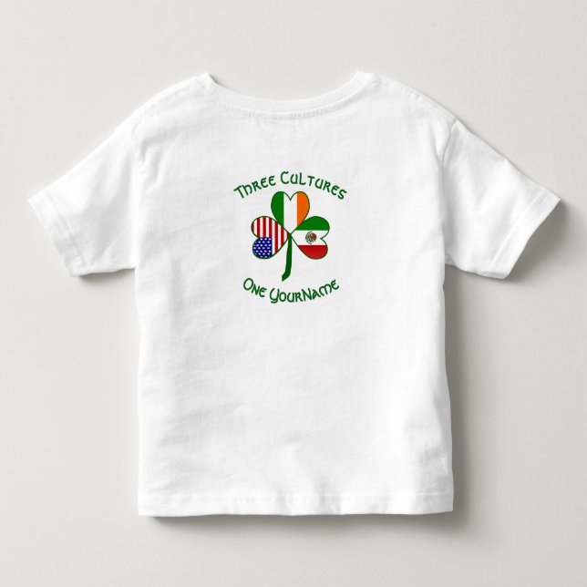 Mexikansk irländsk amerikansk flagg Shamrock Perso T Shirt (Baksida)