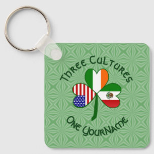 Mexikansk irländsk amerikansk Flaggor Shamrock Dit Nyckelring