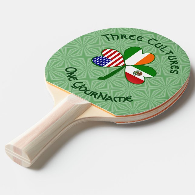Mexikansk irländsk Flagga Shamrock Personlig Pingisracket (Frontvinkel)