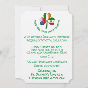 Mexikansk irländsk USA Flagga Shamrock Personlig  Inbjudningar