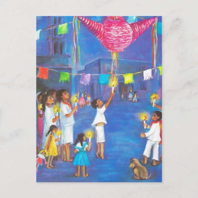 Mexikansk jul, roligt dekorationer, fira helg vykort (Framsida)