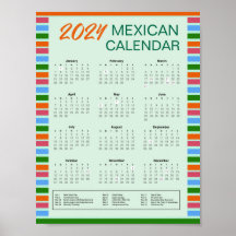 Mexikansk kalender 2024 med Helgdagar | Hämta PDF