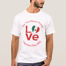 Mexikansk Kärlek Hjärtflagga Valentine Personlig  T Shirt