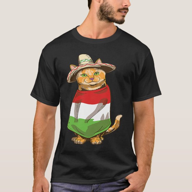 Mexikansk katt Cinco De Mayo Fiesta T Shirt (Framsida)