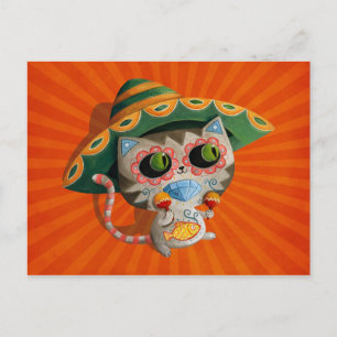 Mexikansk katt med Sombrero Vykort