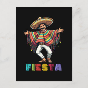 Mexikansk kille i Poncho Dancing Fiesta Cinco de M Helg Vykort