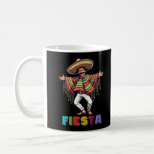Mexikansk kille i Poncho Dancing Fiesta Cinco de M Kaffemugg (Vänster)