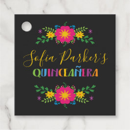 Mexikansk kolorös Fiesta Quinceañera Gåvor Etiketter