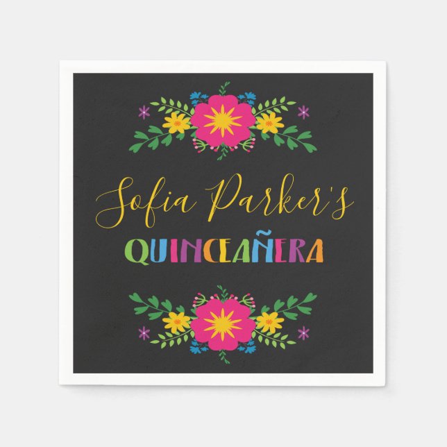 Mexikansk kolorös Fiesta Quinceañera Pappersservett (Framsidan)