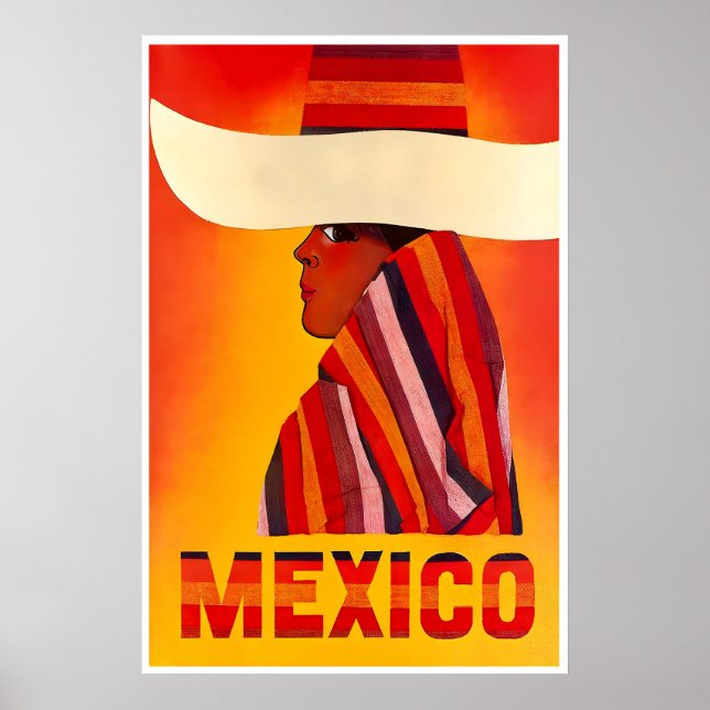 Mexikansk konst reseinspirerat affisch Mexico tryc (Framsidan)
