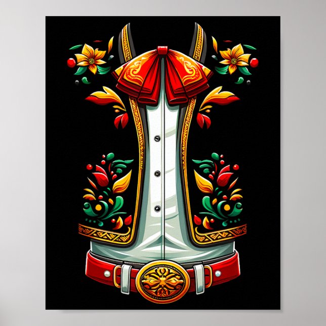 Mexikansk kostym för Cinco De Mayo Mariachi Charro Poster (Framsidan)