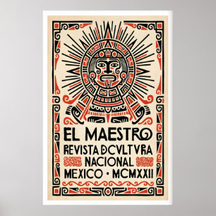 Mexikansk kultur affisch Stiliskt Aztec-ansikte -