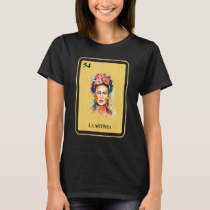 Mexikansk La Artista Bingokort Traditionell Kvinna T Shirt