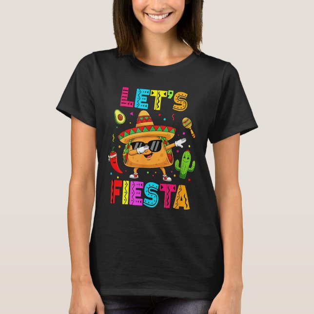 Mexikansk Låt Fiesta Rolig Taco Dabbing Cinco De M T Shirt (Framsida)