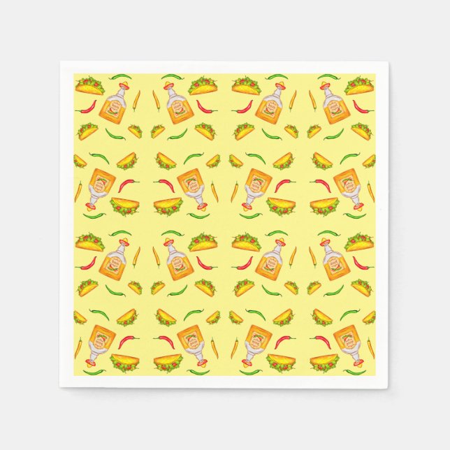 Mexikansk latinamerikansk mat Tacos Tequila Pappersservett (Framsidan)