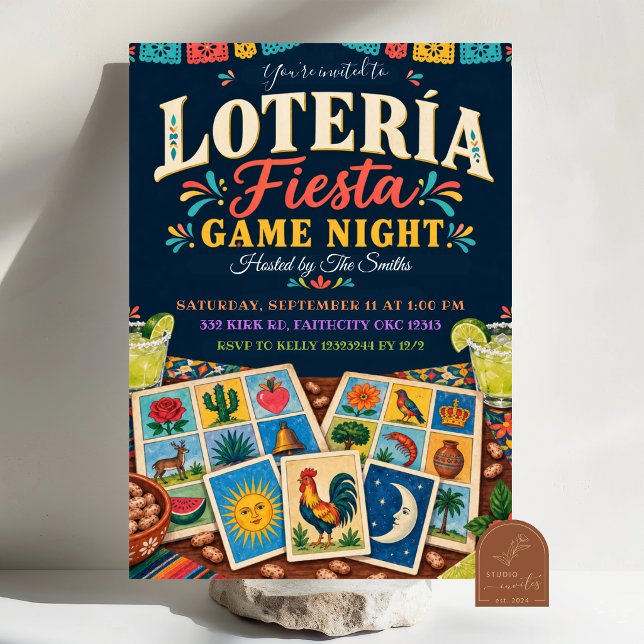Mexikansk Loteria Spelkväll Fiesta Inbjudan (Skapare uppladdad)