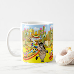 Mexikansk man Donkey Sombrero Butterfly Gult Mugg
