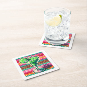 Mexikansk Margarita Färgglada Fiesta Festartiklar Underlägg Papper Kvadrat