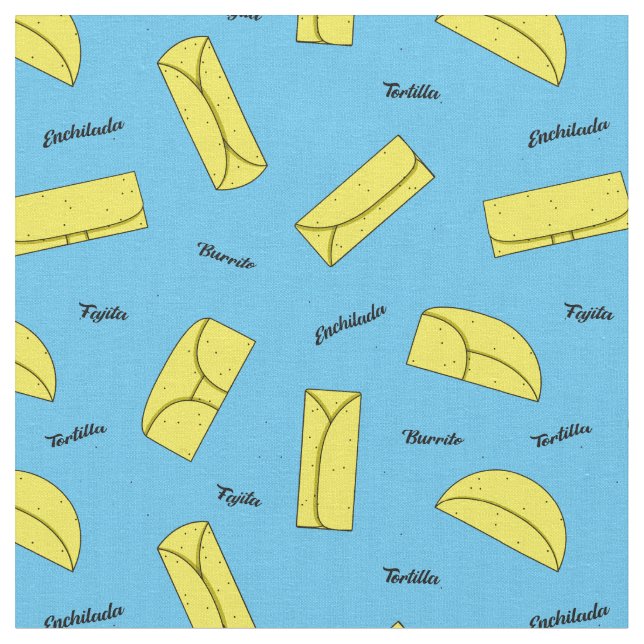 Mexikansk mat Tortilla, Burrito, Enchilada-mönster Tyg (Närbild)