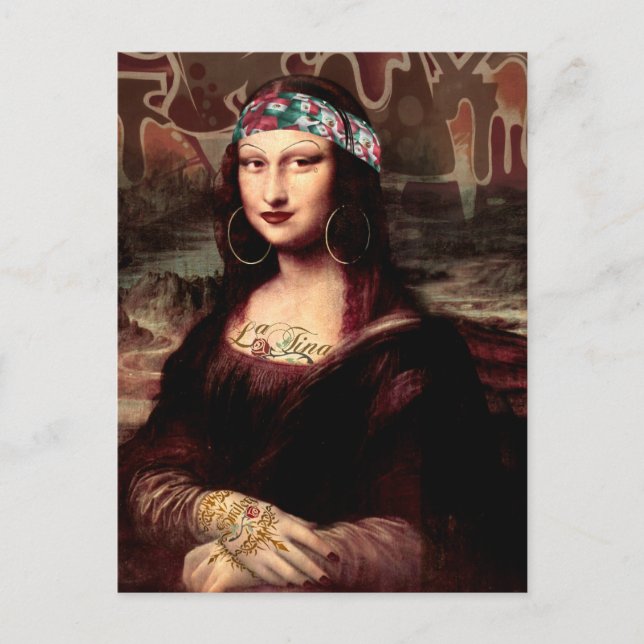 Mexikansk Mona Lisa Chicana Chola Vykort (Framsida)