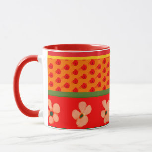 Mexikansk mugg med gröna och röda mönster