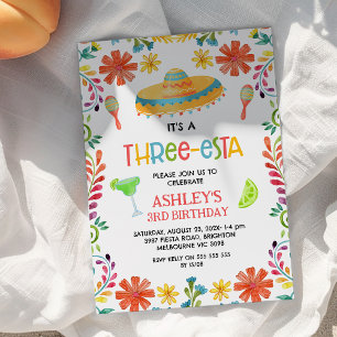 Mexikansk multifärgad Blommigt Threesta 3rd Birthd Inbjudningar