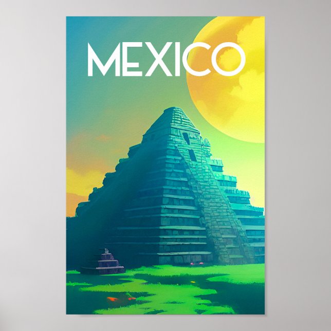 Mexikansk myarpyramid Ai art Poster (Framsidan)