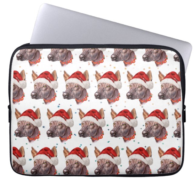 Mexikansk nakenhund julstjärnor laptop fodral (Framsidan)