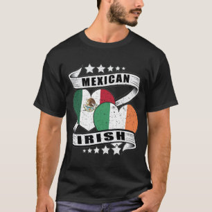 Mexikansk och irländsk flagga halv mexikansk halv t shirt