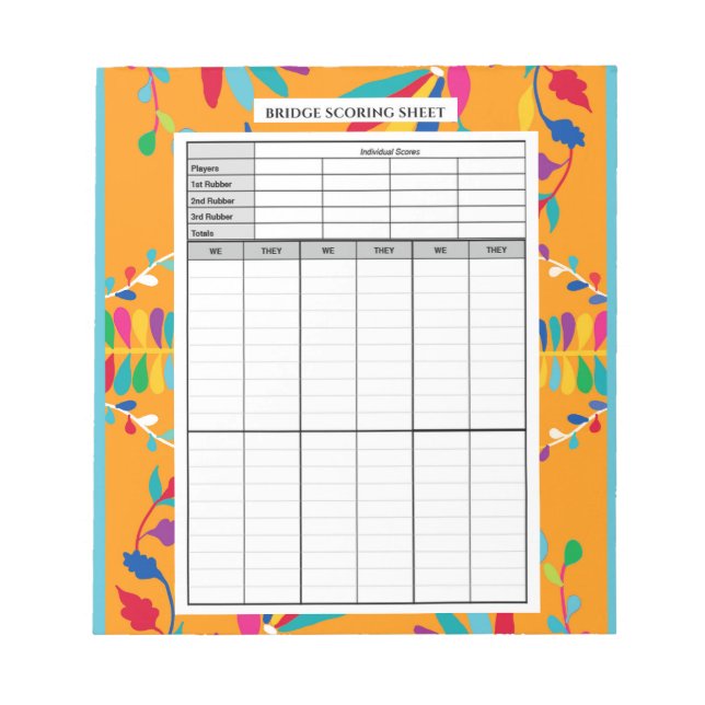 Mexikansk Otomi-design - Bridge Score Pad Anteckningsblock (Framsida)