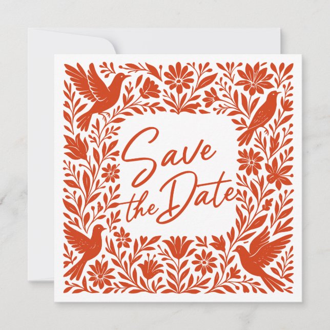 Mexikansk Otomí Tenango Talavera Spara datumet Inbjudningar (Framsida)