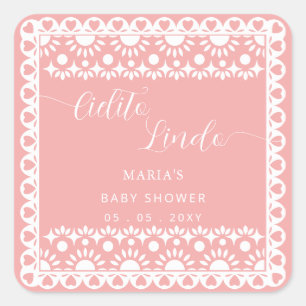 Mexikansk papel Picado Cielito Lindo Baby Shower Fyrkantigt Klistermärke