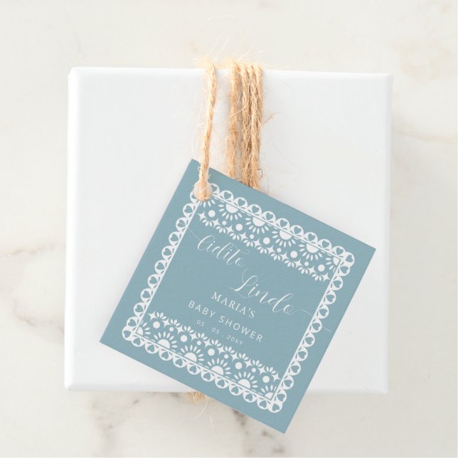 Mexikansk papel Picado Cielito Lindo Baby Shower Gåvor Etiketter (På plats)