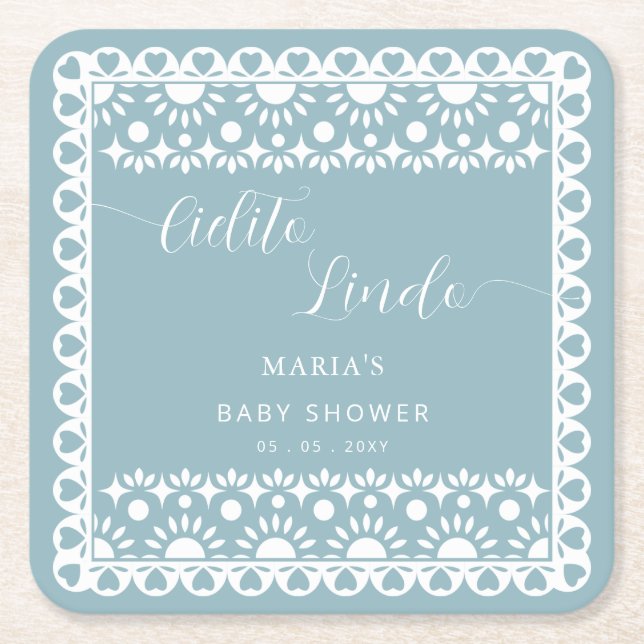 Mexikansk papel Picado Cielito Lindo Baby Shower Underlägg Papper Kvadrat (Framsidan)