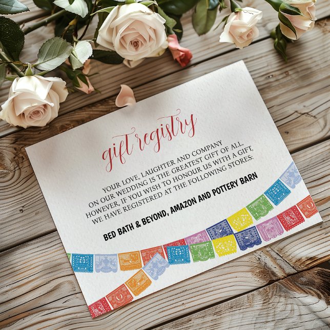 Mexikansk Papel Picado Elegant Färgrik Boda Bröllo Tilläggskort (Mexican Papel Picado Elegant Colorful Boda Wedding Enclosure Card)