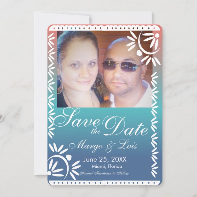 Mexikansk Papel Picado Gradient Save the Date Inbjudningar (Framsida)