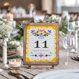 Mexikansk papel Picado Gult Nuestra Boda Bröllop Bordsnummer