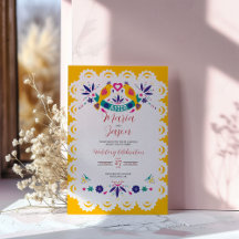 Mexikansk papel Picado Gult Nuestra Boda Bröllop