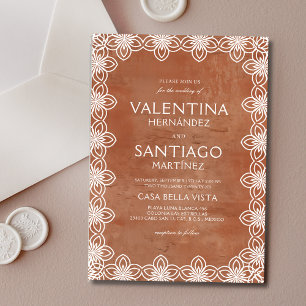 Mexikansk papel Picado Terracotta White Boho Bröll Inbjudningar