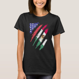 Mexikansk patriot Grown Heart Flagga Rand T Shirt