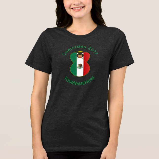Mexikansk Personlig för julgranar, Flagga för kvin T Shirt (Framsida)