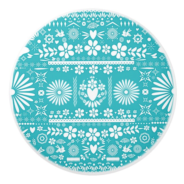 Mexikansk Picado Turkos Teal Vit Papper Spanska Knopp (Framsidan)