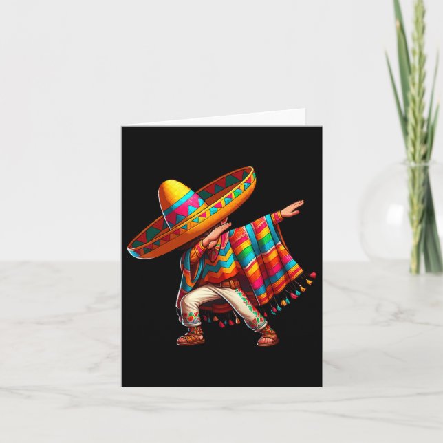 Mexikansk Pojke Dabbar Poncho Cinco De Mayo 3  Kort (Framsida)