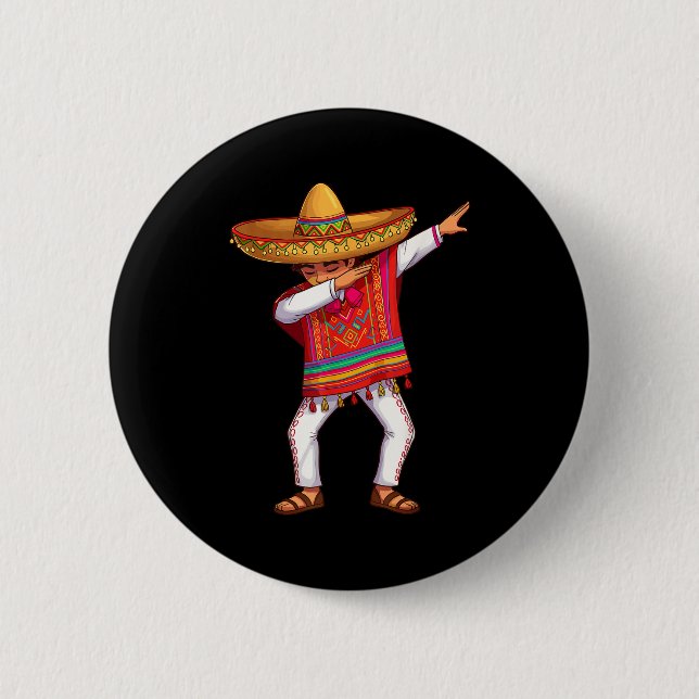 Mexikansk pojke dabbar poncho rolig cinco de mayo  knapp (Framsida)