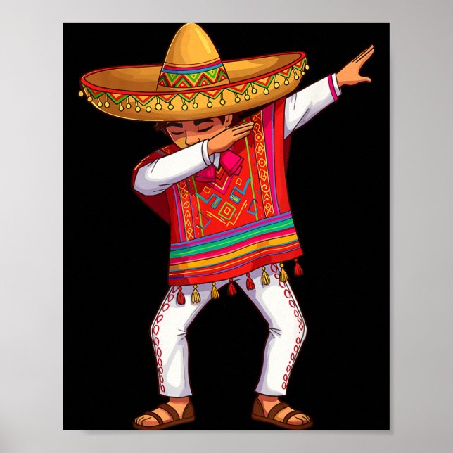 Mexikansk pojke dabbar poncho rolig cinco de mayo  poster (Framsidan)