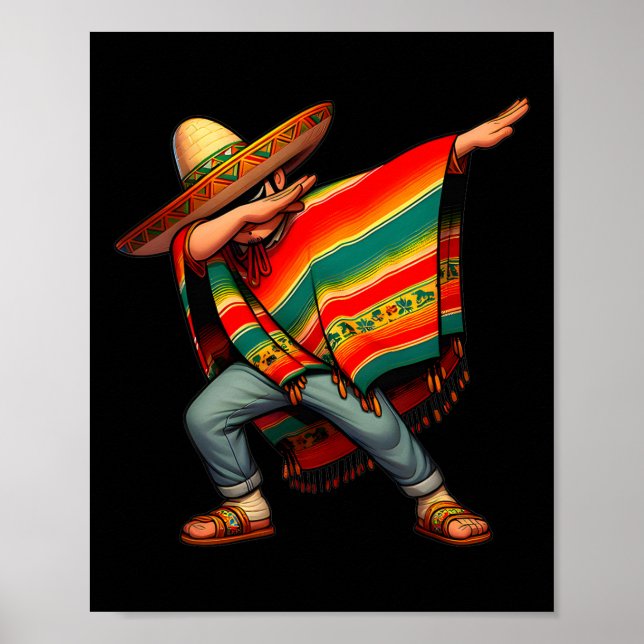 Mexikansk pojke Dabbing Poncho Cinco De Mayo 4 Poster (Framsidan)