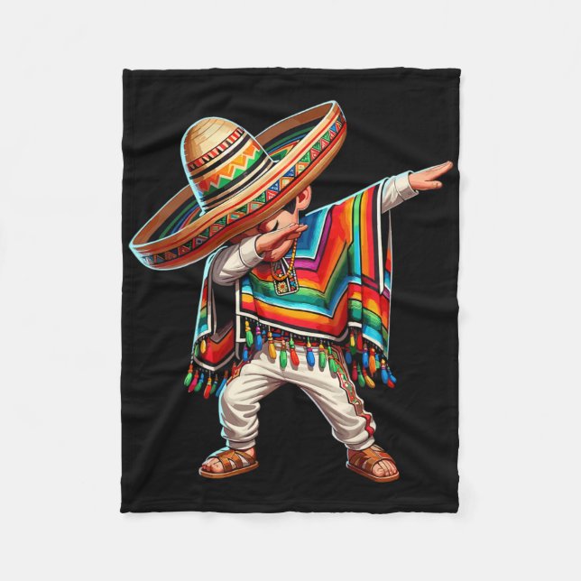 Mexikansk pojke Dabbing Poncho Cinco De Mayo Fleecefilt (Framsidan)
