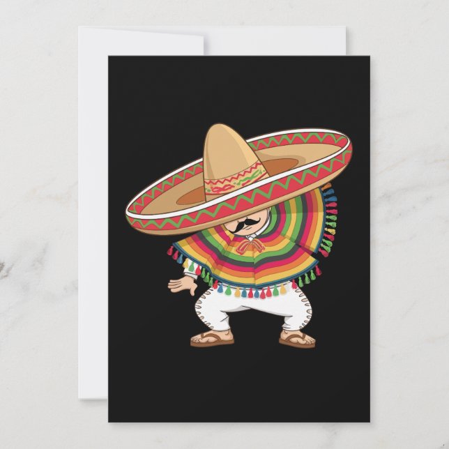 Mexikansk pojke Dabbing Poncho Cinco de Mayo Inbjudningar (Framsida)