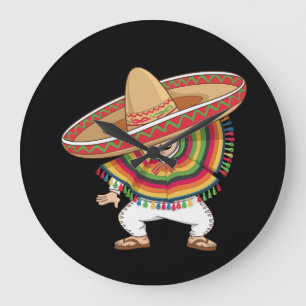 Mexikansk pojke Dabbing Poncho Cinco de Mayo Stor Klocka